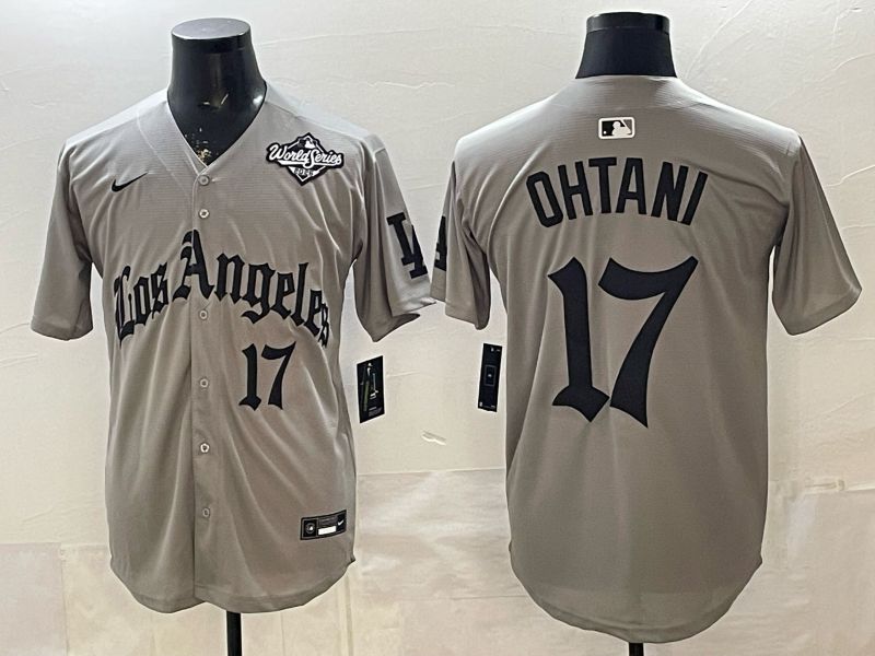 Men 2026 Los Angeles Dodgers #17 Ohtani Grey Five generations Nike MLB Jersey style 009->los angeles dodgers->MLB Jersey